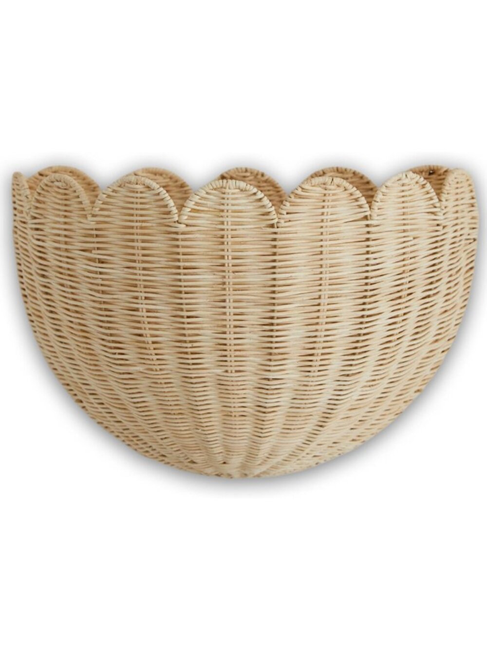 Scalloped Wicker Wall Basket - Decorative Storage Organizer - 16x10x7 In